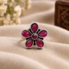 Beautiful Silver Flower Ring floral brass jewelry for women
