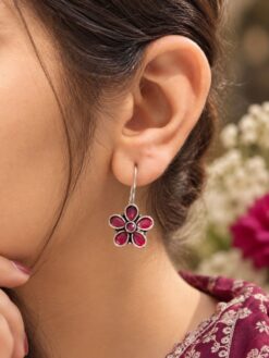 Unique Oxidized Floral Earring traditional brass floral jewelry for women