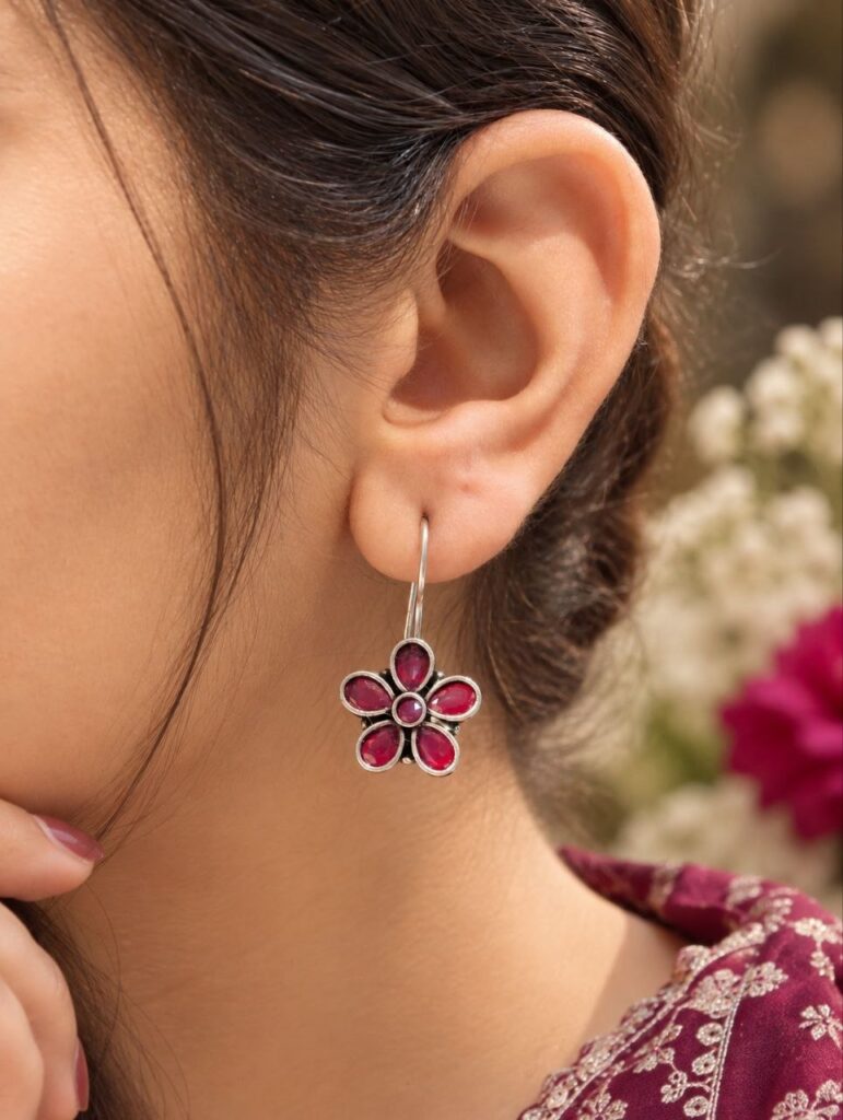 Dazzling Unique Oxidized Floral Earring for Ethnic and Festive Style