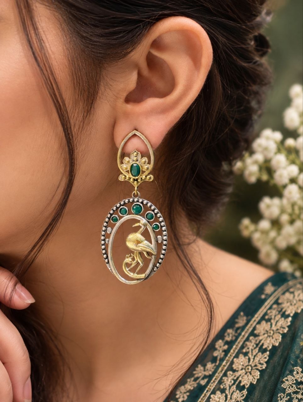 Charming Dangler Two Tone Bird Earring for Stylish Everyday and Party Wear 1 Dangler Two Tone Bird Earring two tone brass animal jewelry for women