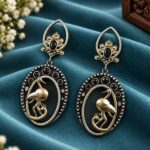 Charming Dangler Two Tone Bird Earring for Stylish Everyday and Party Wear - "Black"