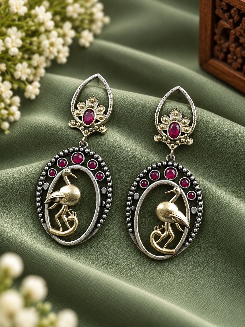 Charming Dangler Two Tone Bird Earring for Stylish Everyday and Party Wear 7 Dangler Two Tone Duck Earring two tone brass animal jewelry for women