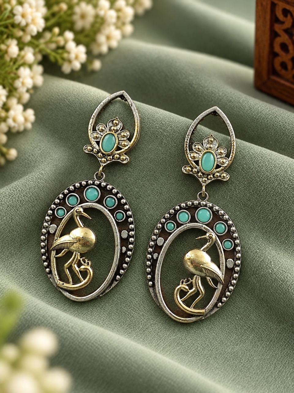 Charming Dangler Two Tone Bird Earring for Stylish Everyday and Party Wear 5 Dangler Two Tone Duck Earring two tone brass animal jewelry for women
