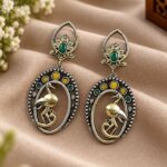 Charming Dangler Two Tone Bird Earring for Stylish Everyday and Party Wear - "Yellow-Green"