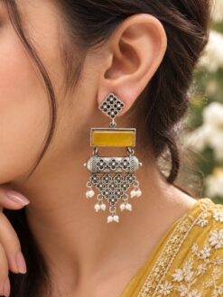 Oxidized Dangler Floral Earring with elegant floral ethnic design