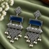Oxidized Dangler Floral Hook Earring with elegant floral ethnic design