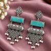Oxidized Dangler Floral Hook Earring with elegant floral ethnic design