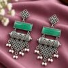 Oxidized Dangler Floral Hook Earring with elegant floral ethnic design