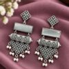 Oxidized Dangler Floral Hook Earring with elegant floral ethnic design