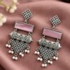Oxidized Dangler Floral Hook Earring with elegant floral ethnic design