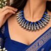 Silver Lotus Thread Necklace with elegant lotus floral design for women