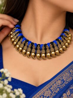 Gold Plated Leaf Thread Necklace with elegant leaf detailing for women