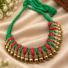 Gold Plated Leaf Thread Necklace with elegant leaf detailing for women