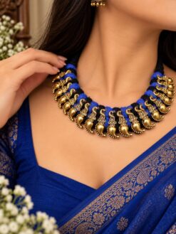Peacock Thread Necklace with elegant traditional peacock detailing for women