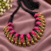 Gold Plated Lotus Thread Necklace – Exquisite Elegant Jewelry for Navratri Collection 5 Gold Plated Lotus Thread Necklace with elegant lotus floral detailing for women