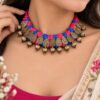 Unique Gold Plated Thread Necklace elegant gold finish lightweight jewelry for women