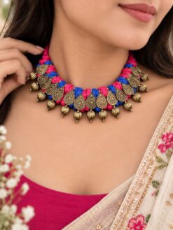 Unique Gold Plated Thread Necklace elegant gold finish lightweight jewelry for women