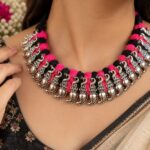 Adjustable Silver Peacock Thread Necklace – Elegant Traditional Jewelry Design