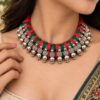 Silver Lotus Thread Necklace elegant lotus design premium traditional jewelry