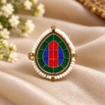Adjustable Drop Meenakari Ring – Traditional Design for Ethnic Look - "Green"