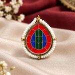 Adjustable Drop Meenakari Ring – Traditional Design for Ethnic Look - "Red"