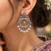 Oxidized Floral Art Earring with traditional floral brass jewelry design