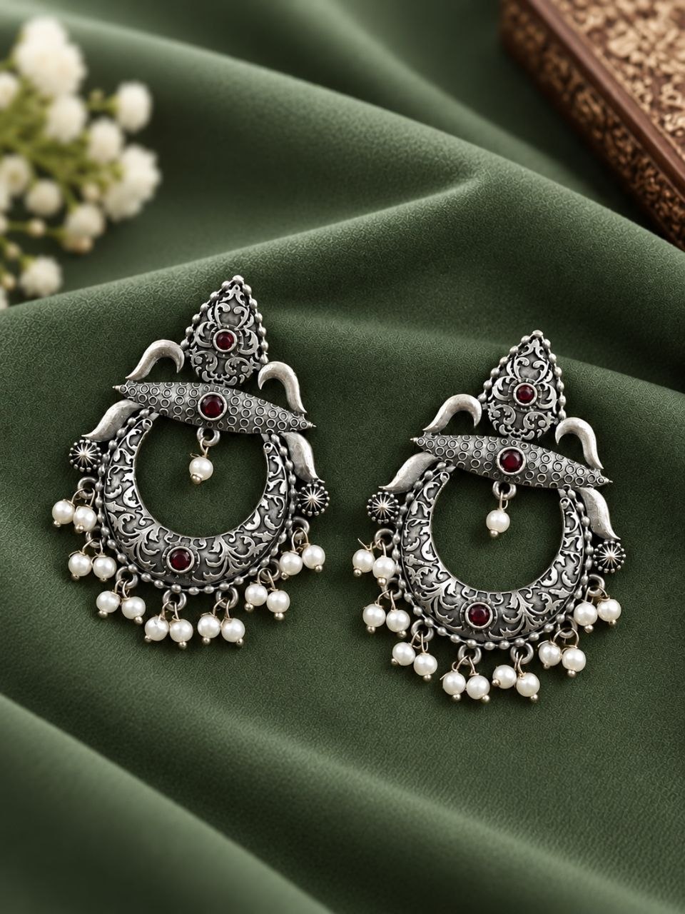 Oxidized Floral Art Earring – Traditional Design for Festive Wear 8 Oxidized Floral Art Earring with traditional floral brass jewelry design