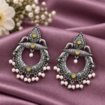 Oxidized Floral Art Earring – Traditional Design for Festive Wear - "Yellow"