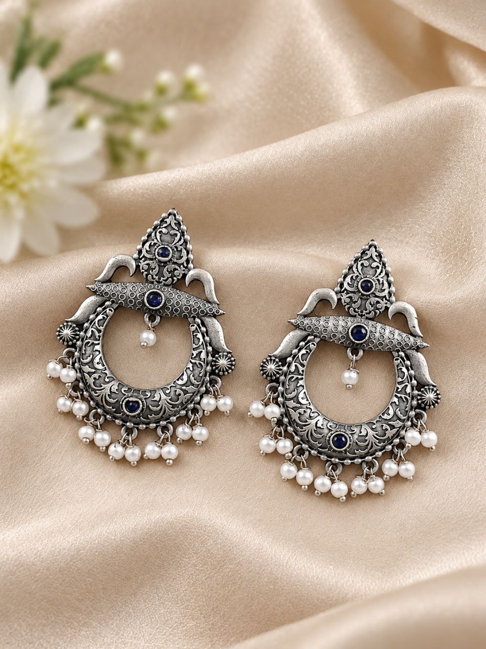 Oxidized Floral Art Earring – Traditional Design for Festive Wear 2 Oxidized Floral Art Earring with traditional floral brass jewelry design