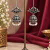 Dangler Leaf Jhumka Earring with elegant oxidized leaf design