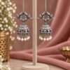 Dangler Leaf Jhumka Earring with elegant oxidized leaf design