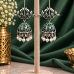 Dangler Leaf Jhumka Earring – Traditional Design for Everyday Styling - "Green"