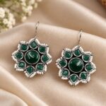 Beautiful Flower Design Earring – Elegant Jewelry for Pearl Work Detailing - "Green"