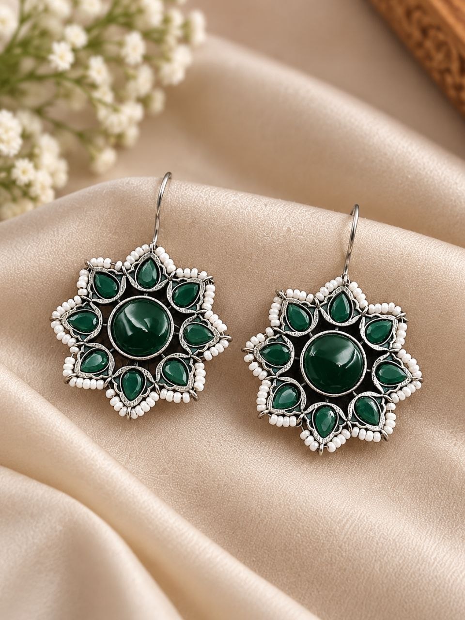 Beautiful Flower Design Earring – Elegant Jewelry for Pearl Work Detailing 5 Beautiful Flower Design Earring with elegant floral brass jewelry detailing