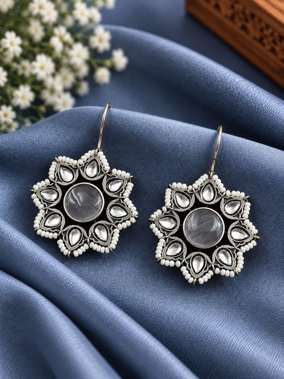 Beautiful Flower Design Earring – Elegant Jewelry for Pearl Work Detailing 2 Beautiful Flower Design Earring with elegant floral brass jewelry detailing