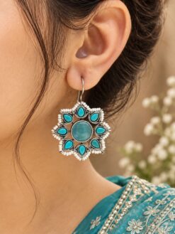 Beautiful Flower Design Earring with elegant floral brass jewelry detailing