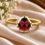 Gold Plated Meenakari Bangle – Exquisite Traditional Jewelry for Festive Styling - Blue red