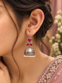 Floral Art Jhumka Earring with elegant traditional floral design