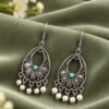 German Silver Flower Art Earring with elegant floral design and premium silver finish