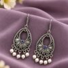 German Silver Flower Art Earring with elegant floral design and premium silver finish
