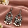 German Silver Flower Art Earring with elegant floral design and premium silver finish