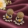 Two Tone Peacock Stud Earring with elegant peacock design and premium two tone finish