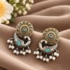 Two Tone Peacock Stud Earring with elegant peacock design and premium two tone finish