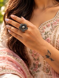 Adjustable Flower Ring elegant floral design jewelry