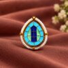 Adjustable Drop Meenakari Ring colorful traditional brass jewelry for women