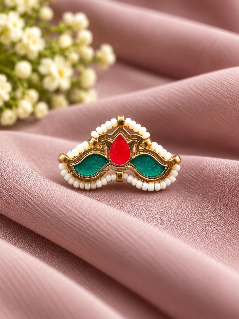 Designer Lotus Ring – Traditional Elegance for Every Occasion 5 Designer Lotus Ring floral brass jewelry with premium polish