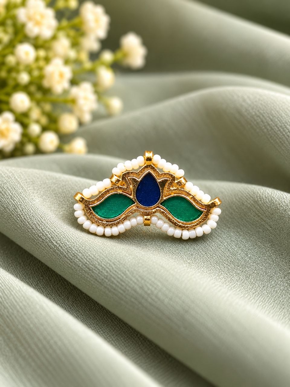 Designer Lotus Ring – Traditional Elegance for Every Occasion 6 Designer Lotus Ring floral brass jewelry with premium polish
