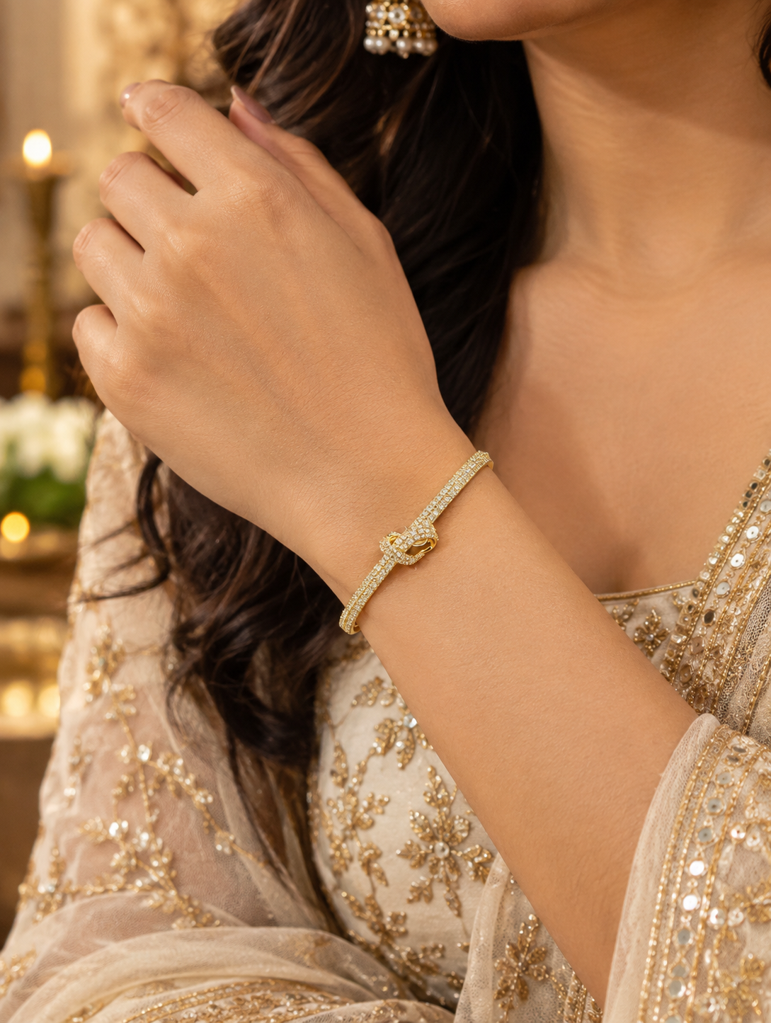 Ethnic Anti Tarnish Bangle – Gorgeous Traditional Designer Jewelry for Party Look 1 Ethnic Anti Tarnish Bangle traditional designer brass jewelry for women