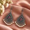 Beautiful Flower Hook Earring elegant floral brass jewelry for women