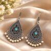 Beautiful Flower Hook Earring elegant floral brass jewelry for women